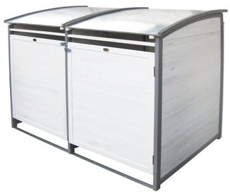 Große Habau Mülltonnenbox Holz - Günstige Mülltonnenbox 2er Modell