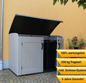 Lifetime XXL Kunststoff 3er Mülltonnenbox für 3 Tonnen  - Stabiles Mülltonnenhaus -