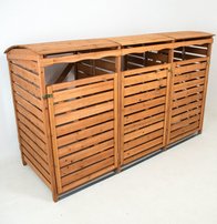 3er Mülltonnenbox für 3 Tonnen mit Rückwand Holz Mülltonnenhaus