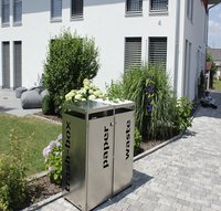Metz trashbox - double Edelstahl Mülltonnenbox Metall - Mülltonnenhäusschen aus Edelstahl